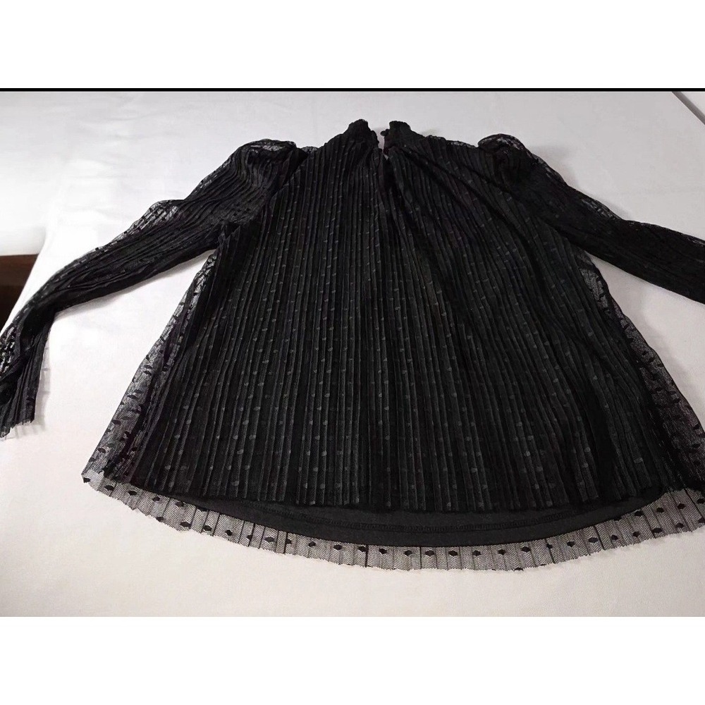 CeCe Sheer High Neck Blouse Womans XS Mesh Overlay Wimsygoth Gothic dark fairy